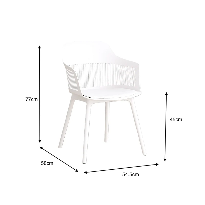 Set de 4 Sillas con Cojín Max, Color Blanco, con Espaldar en Rejilla