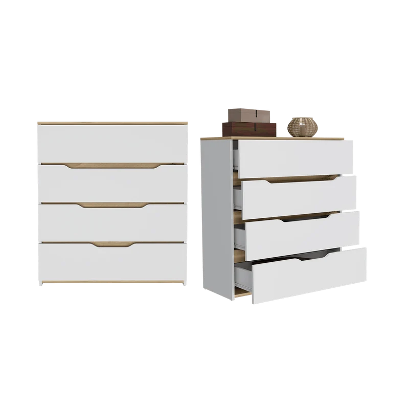 Set de 2 Organizadores Zory, Blanco y Café Claro, con Tres Cajones ZF