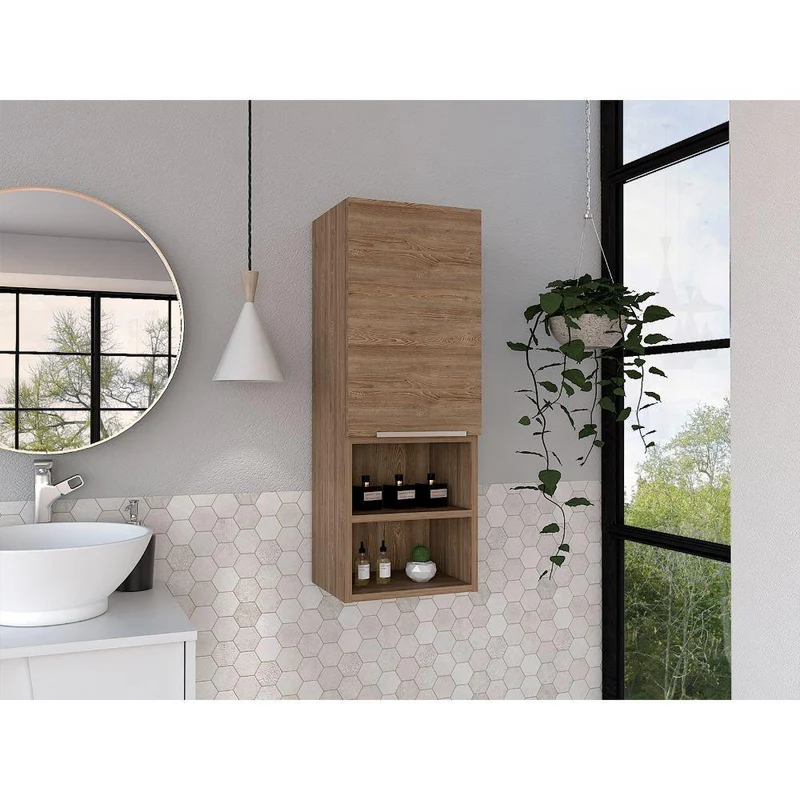 Set de 2 Gabinetes de Baño Real, Miel, con Tres Entrepaños ZF