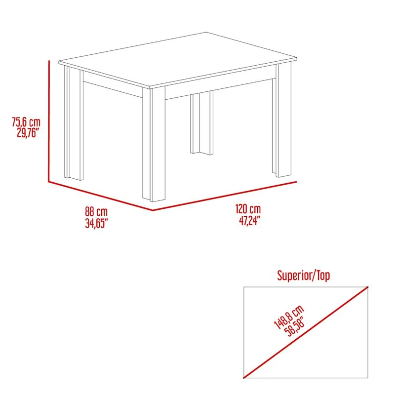 Combo Aura, Incluye Comedor y 4 Sillas con Espaldar en Color Blanco