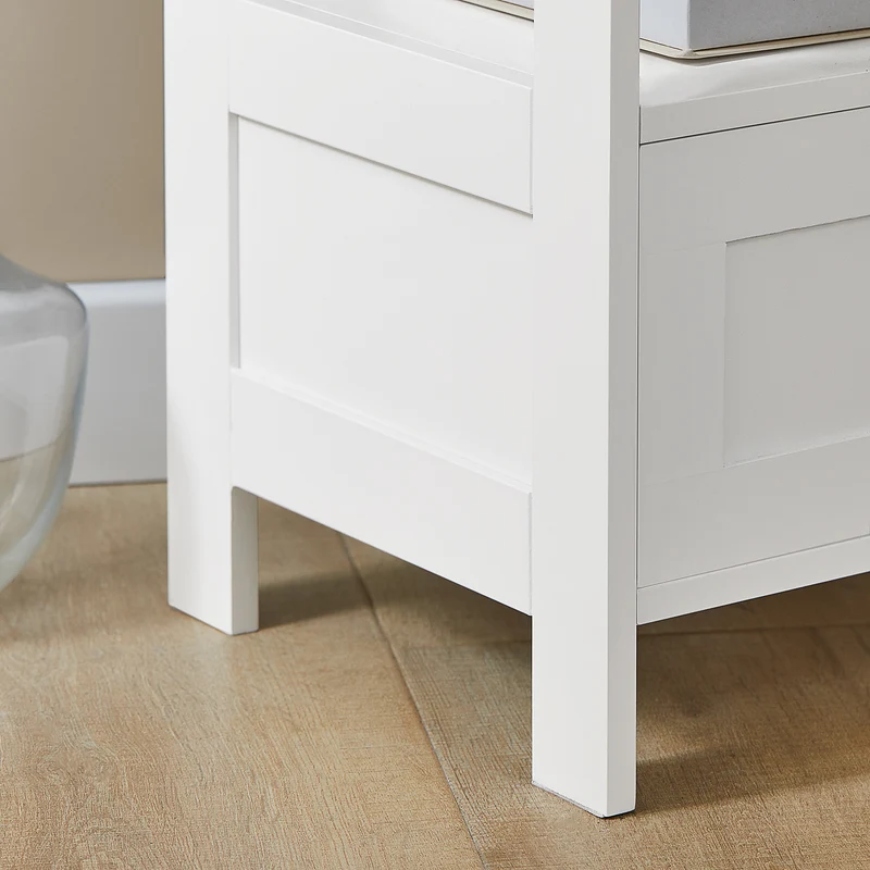 SoBuy FBT91-W Mesa Auxiliar Alta con 1 cajón y 3 Niveles Blanco