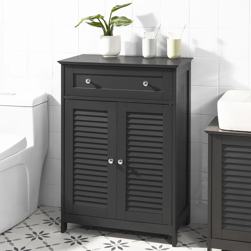 SoBuy FRG238-DG Armario de Baño con 1 cajónes y 2 puerta Gris