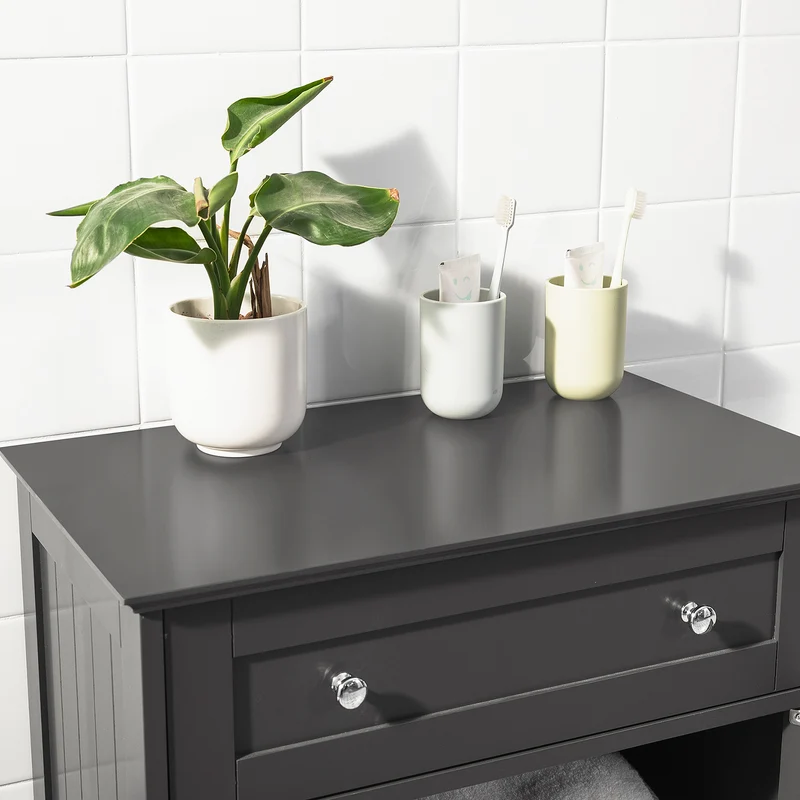 SoBuy FRG238-DG Armario de Baño con 1 cajónes y 2 puerta Gris