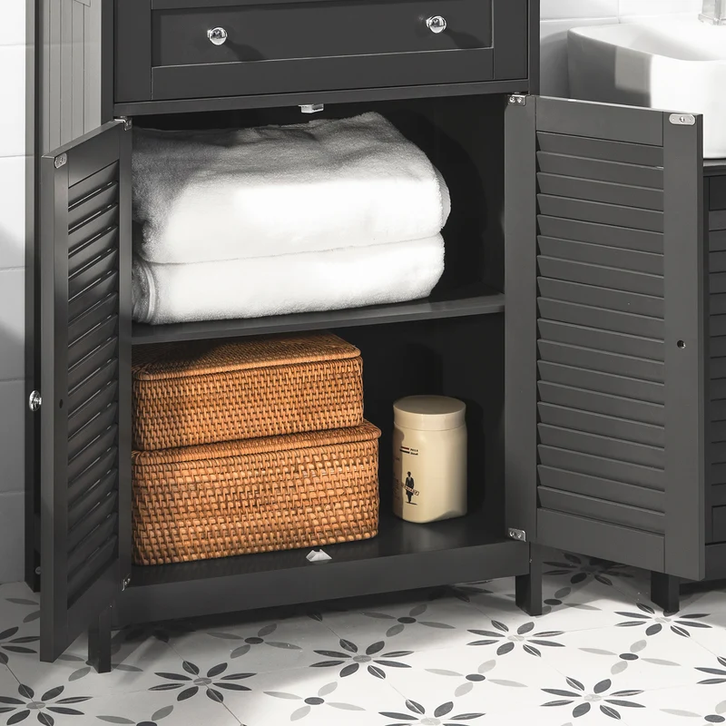 SoBuy FRG238-DG Armario de Baño con 1 cajónes y 2 puerta Gris