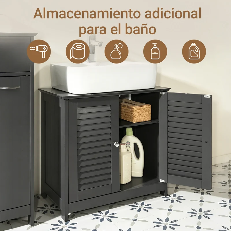 SoBuy FRG237-DG Armario para debajo del lavado 2 puertas y 2 estantes Gris Oscuro