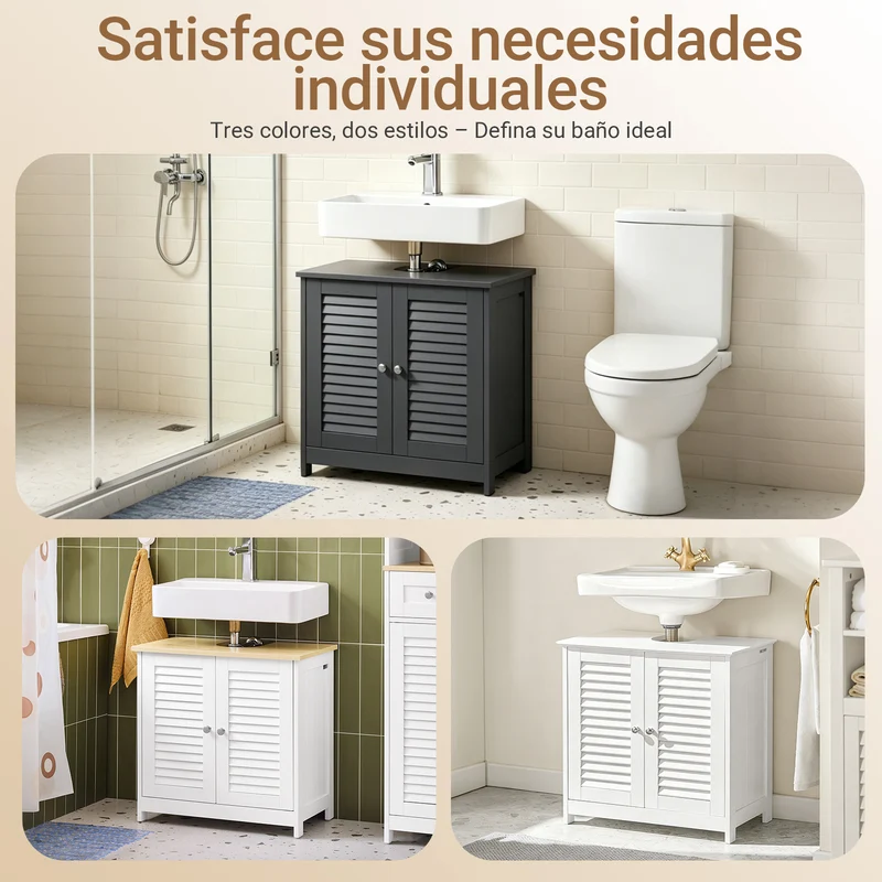 SoBuy FRG237-DG Armario para debajo del lavado 2 puertas y 2 estantes Gris Oscuro