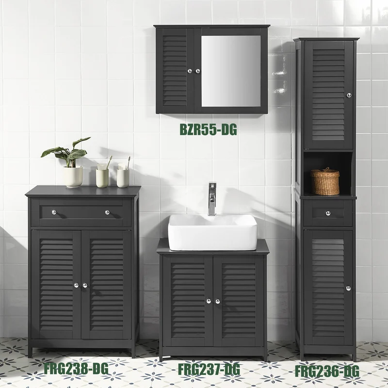 SoBuy FRG237-DG Armario para debajo del lavado 2 puertas y 2 estantes Gris Oscuro