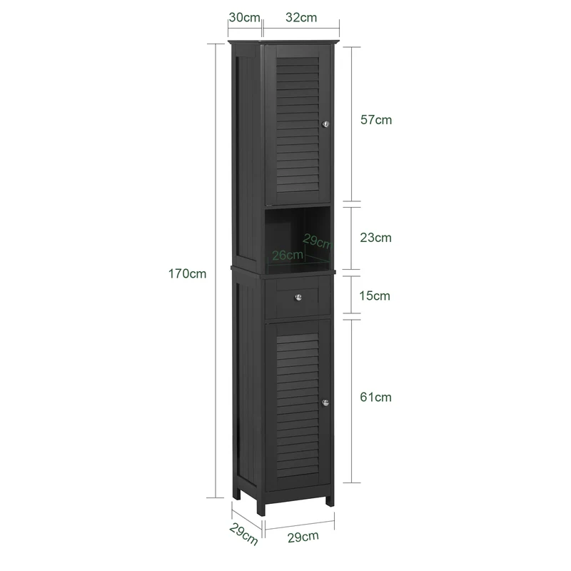 SoBuy FRG236-DG Armario alto de Baño 2 Puertas y 1 cajón Gris