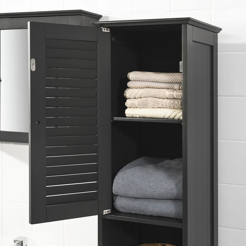 SoBuy FRG236-DG Armario alto de Baño 2 Puertas y 1 cajón Gris