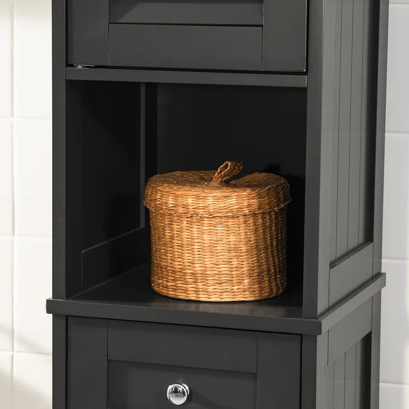 SoBuy FRG236-DG Armario alto de Baño 2 Puertas y 1 cajón Gris