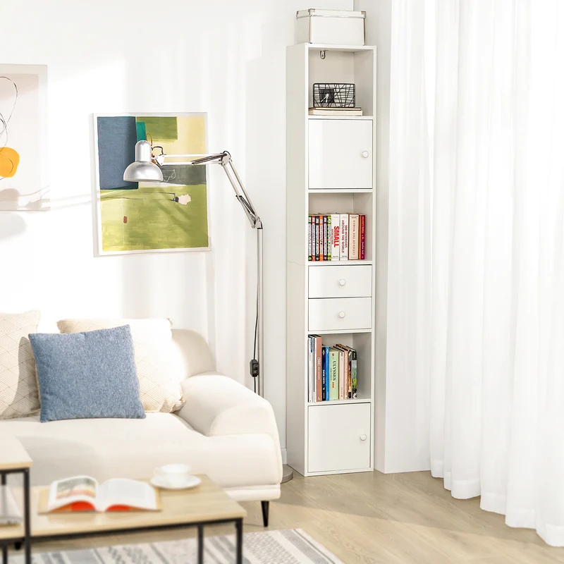 SoBuy STR10-W Armario de Baño con 2 Puertas y 2 cajones