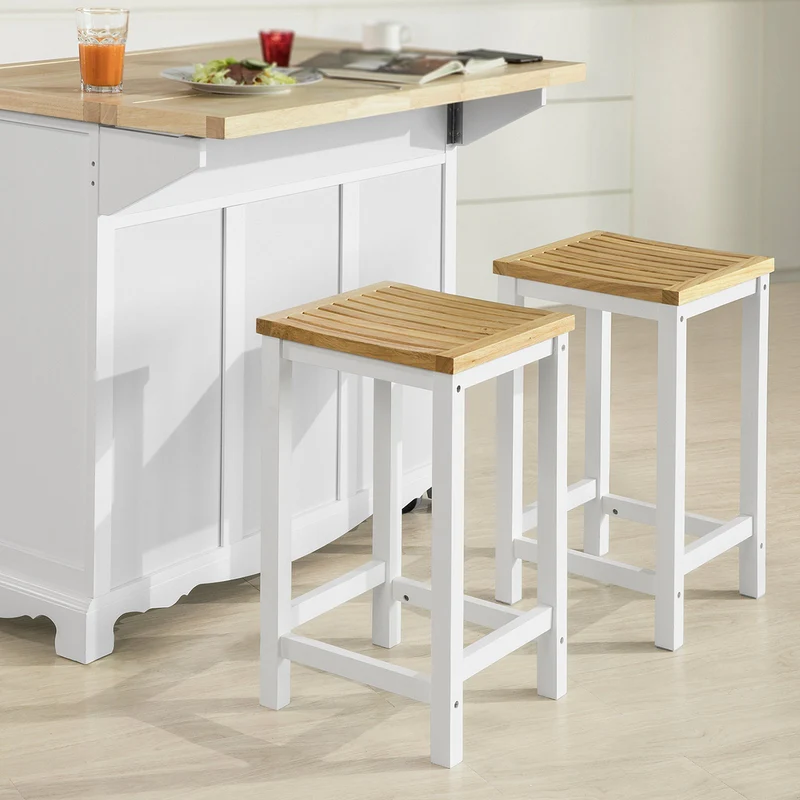 SoBuy FST29-WNx2 Taburetes de Bar x2 Cuadrado Silla Cocina