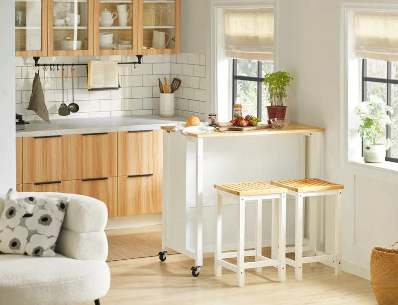 SoBuy FST29-WNx2 Taburetes de Bar x2 Cuadrado Silla Cocina
