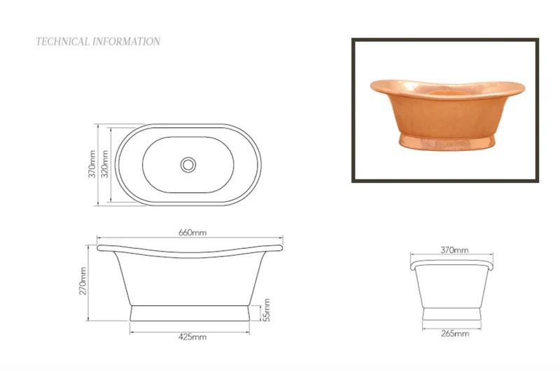 Lavabo Cobre Napoleon 66cm - Balneo Toscia Estilo Vintage