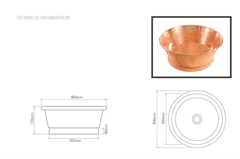 Lavabo Cobre Redondo Circle Vintage | Balneo Toscia Italia