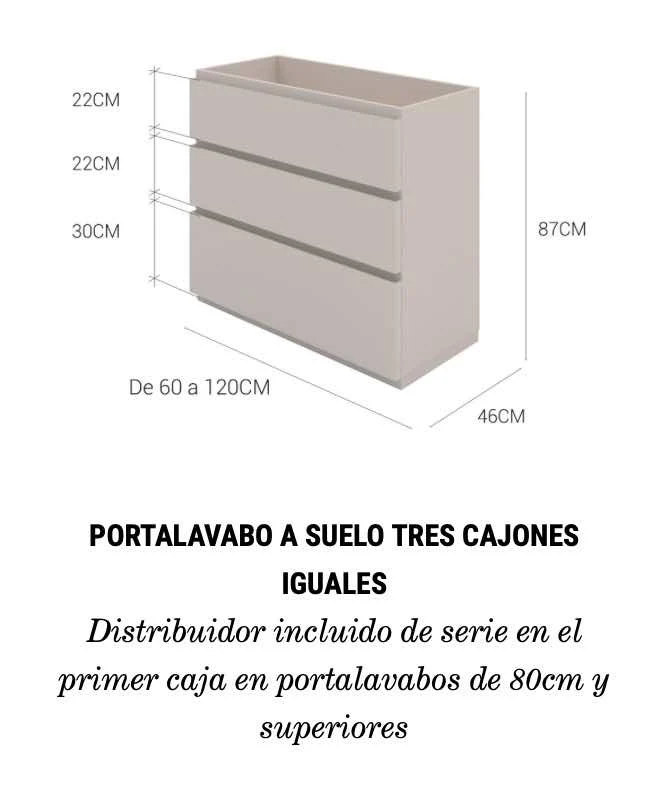 Mueble Portalavabo a Suelo 3 Cajones Desiguales Leo - Maderó Atelier Estilo Moderno