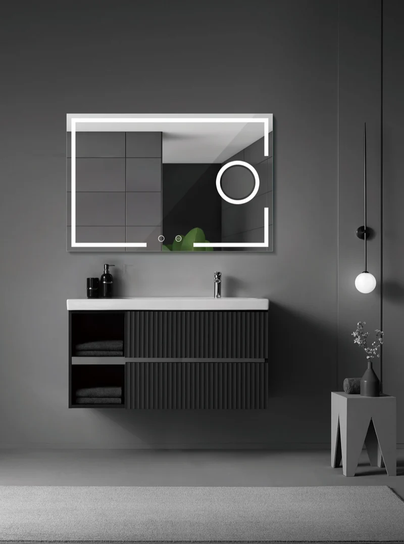 Espejo Baño Cuadrado LED Luz Frontal Malta - Ledimex | Espejo Aumento x5 3-LED