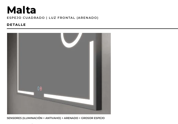 Espejo Baño Cuadrado LED Luz Frontal Malta - Ledimex | Espejo Aumento x5 3-LED