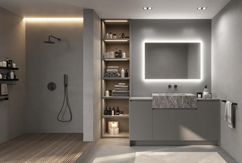 Espejo Baño Cuadrado Cantos Redondeados LED Praga - Ledimex | Luz Contorno 6.500K