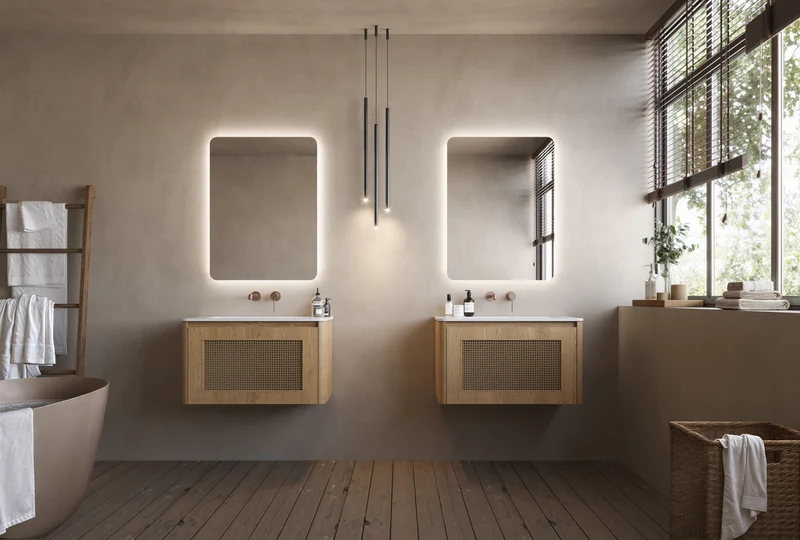 Espejo Baño Cuadrado Cantos Redondeados LED Dinamarca - Ledimex | Luz Retroiluminada