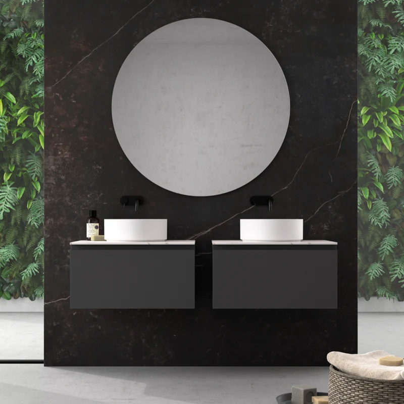 Conjunto Baño Leo 01 Doble - 2 Muebles + Lavabos + Espejo - Fabricación Española | Maderó Atelier