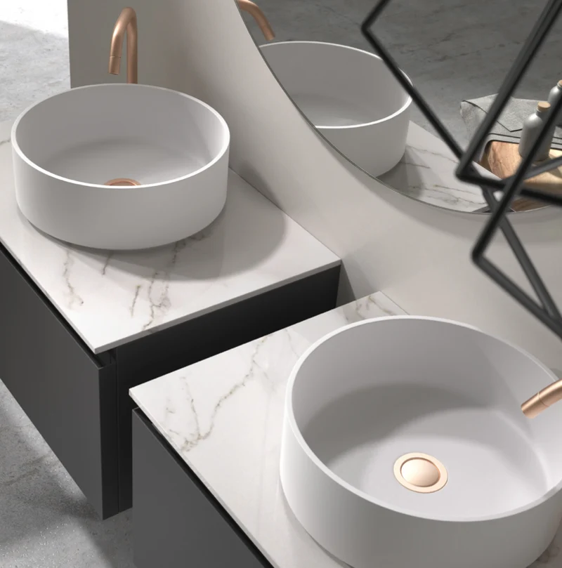 Conjunto Baño Leo 01 Doble - 2 Muebles + Lavabos + Espejo - Fabricación Española | Maderó Atelier