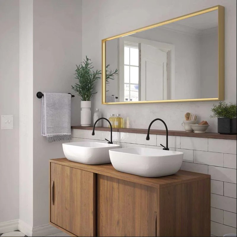 Espejo Baño Caja Rectangular Marco Madera Maderó Atelier | 60-120cm Ancho