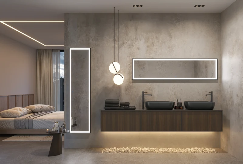 Espejo Baño Rectangular LED Luz Frontal New York - Ledimex | 3 Acabados Marco