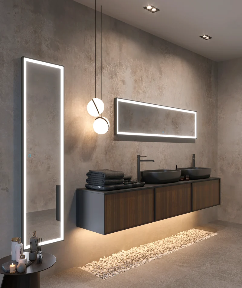 Espejo Baño Rectangular LED Luz Frontal New York - Ledimex | 3 Acabados Marco