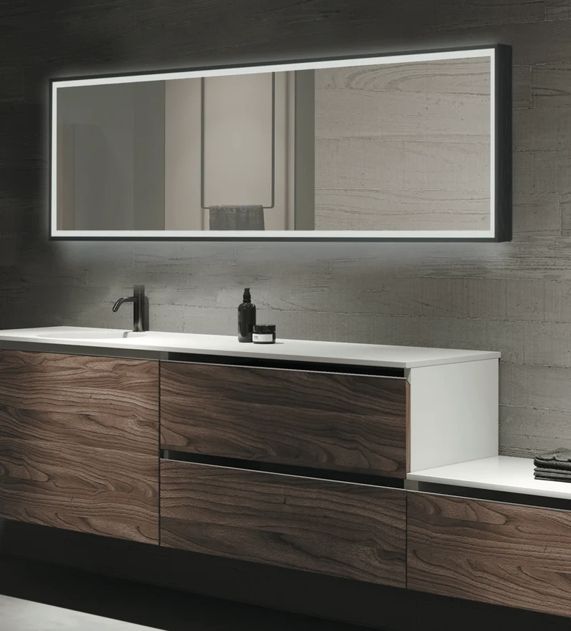 Espejo Baño Rectangular LED Luz Frontal New York - Ledimex | 3 Acabados Marco