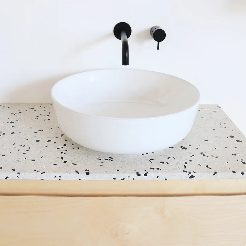 Mobiliario de baño Terrazo - ANN Gabinete Abedul - Lavabo de porcelana Alexis II - 150 cm