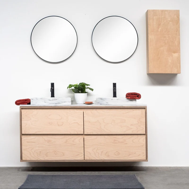 Mobiliario de baño - Mármol blanco - Lavabo George II - Abedul - (150 cm) - ANN