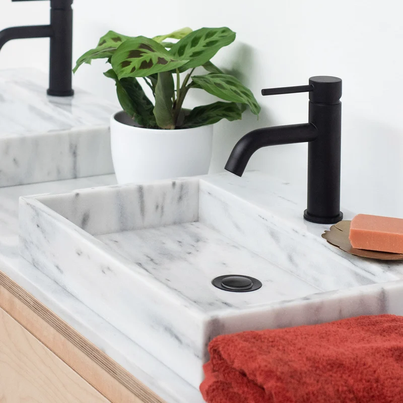 Mobiliario de baño - Mármol blanco - Lavabo George II - Abedul - (150 cm) - ANN