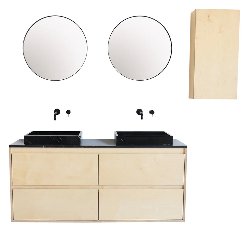 Mobiliario de baño - Lavabo Black Marble George - Abedul - (150 cm) - ANN