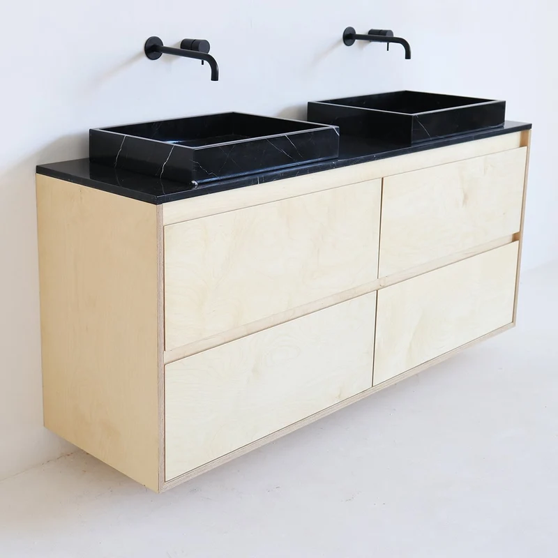 Mobiliario de baño - Lavabo Black Marble George - Abedul - (150 cm) - ANN