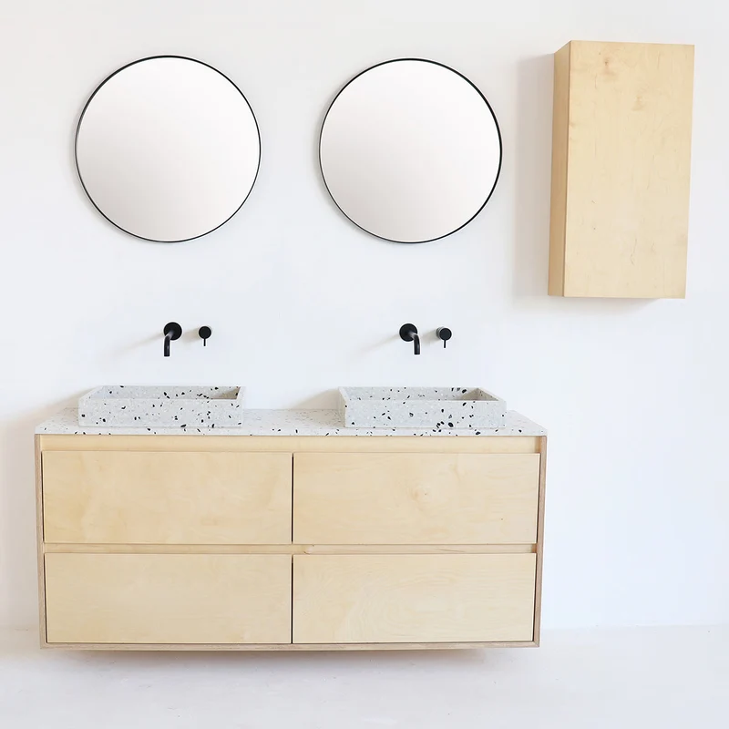 Mobiliario de baño - Lavabo Terrazo Blanco George - Abedul - (150 cm) - ANN