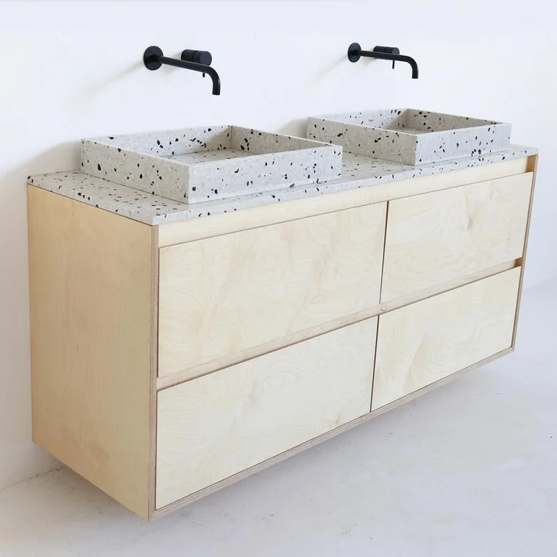 Mobiliario de baño - Lavabo Terrazo Blanco George - Abedul - (150 cm) - ANN