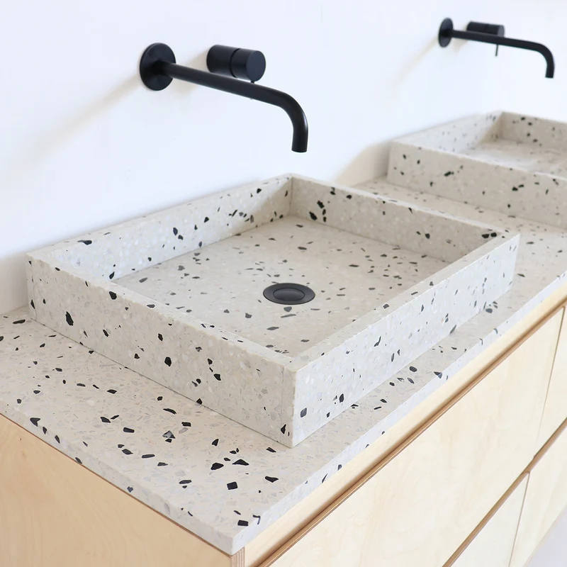 Mobiliario de baño - Lavabo Terrazo Blanco George - Abedul - (150 cm) - ANN