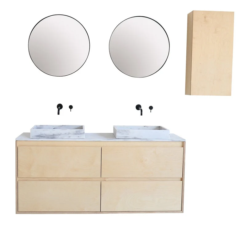 Mobiliario de baño - Lavabo White Marble George - Abedul - (150 cm) - ANN