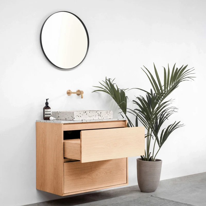 Mobiliario de baño - Terrazo - Lavabo George - Roble - (80 cm) - ANN