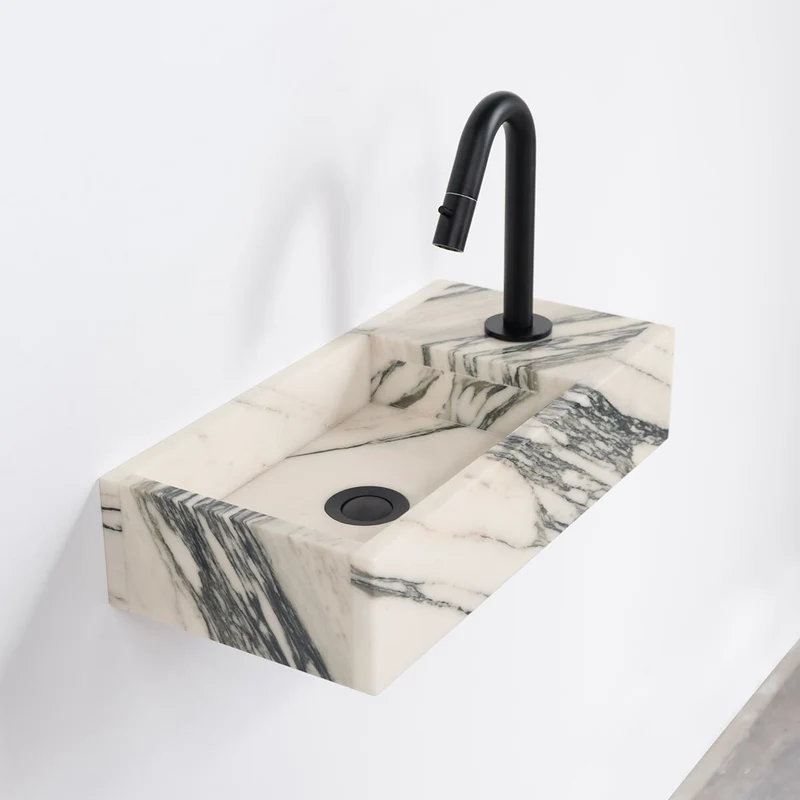 Lavabo de mármol Porto - Mármol azul / blanco