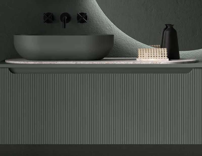 Conjunto Baño Kimono 01 - Mueble + Lavabo + Espejo + Mat - Fabricación Española | Maderó Atelier