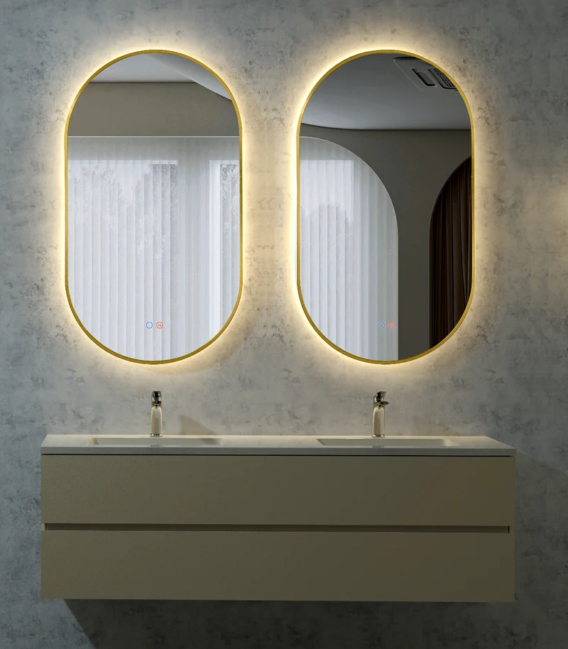 Espejo Baño Elíptico LED Retroiluminado Tokyo - Ledimex | 3 Acabados Marco