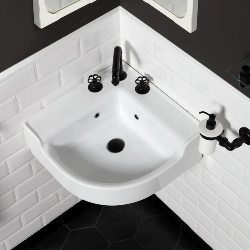 Lavabo cerámica esquinero Industrialis de estilo Industrial