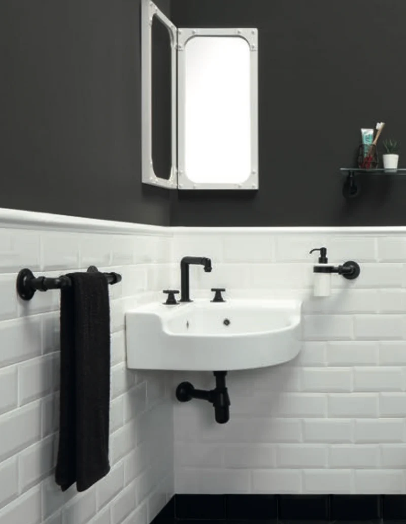 Lavabo cerámica esquinero Industrialis de estilo Industrial