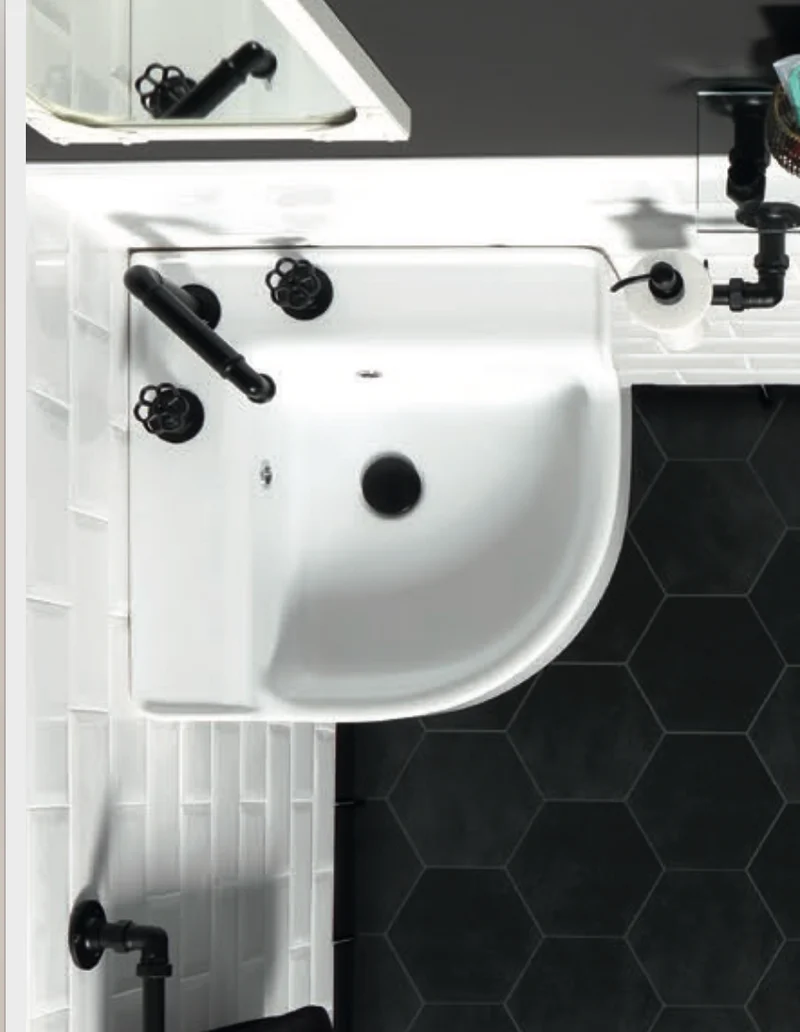 Lavabo cerámica esquinero Industrialis de estilo Industrial