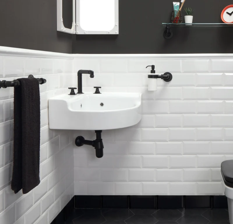 Lavabo cerámica esquinero Industrialis de estilo Industrial