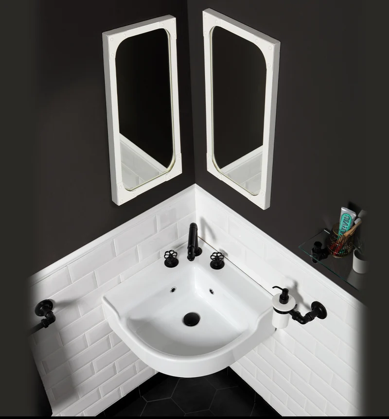Lavabo cerámica esquinero Industrialis de estilo Industrial