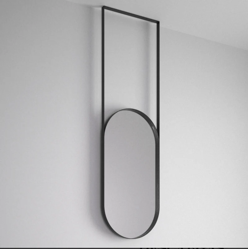 Espejo Baño Up Oval Maderó Atelier 40x80cm | Estructura Metálica Industrial
