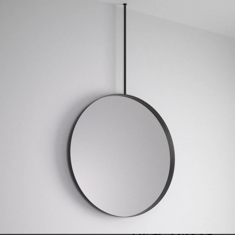Espejo Baño Up Redondo Maderó Atelier 55 o 80cm | Estructura Metálica Industrial